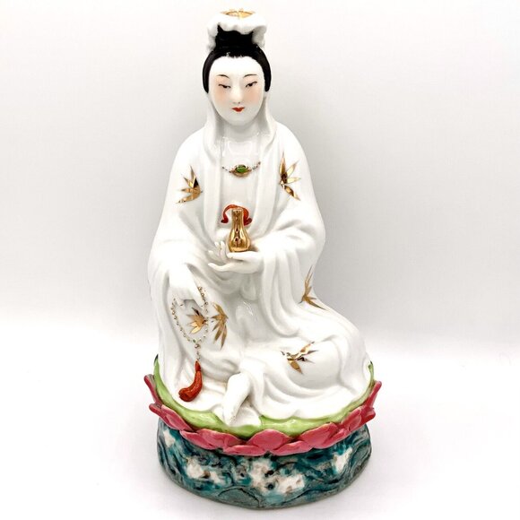 Vintage Chinese Porcelain QUAN GUAN KWAN YIN Figure 10” Jingdezhen (景德镇) Stamp - Picture 1 of 14
